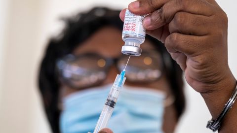A health worker prepares a dose of the Moderna Covid vaccine at the Saint Damien Hospital in Port-au-Prince, Haiti July 19, 2021. 