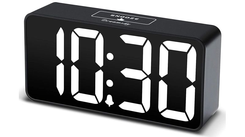 Digital Alarm Clock Wooden Time Display Battery Operated Desk Electronic Clocks 