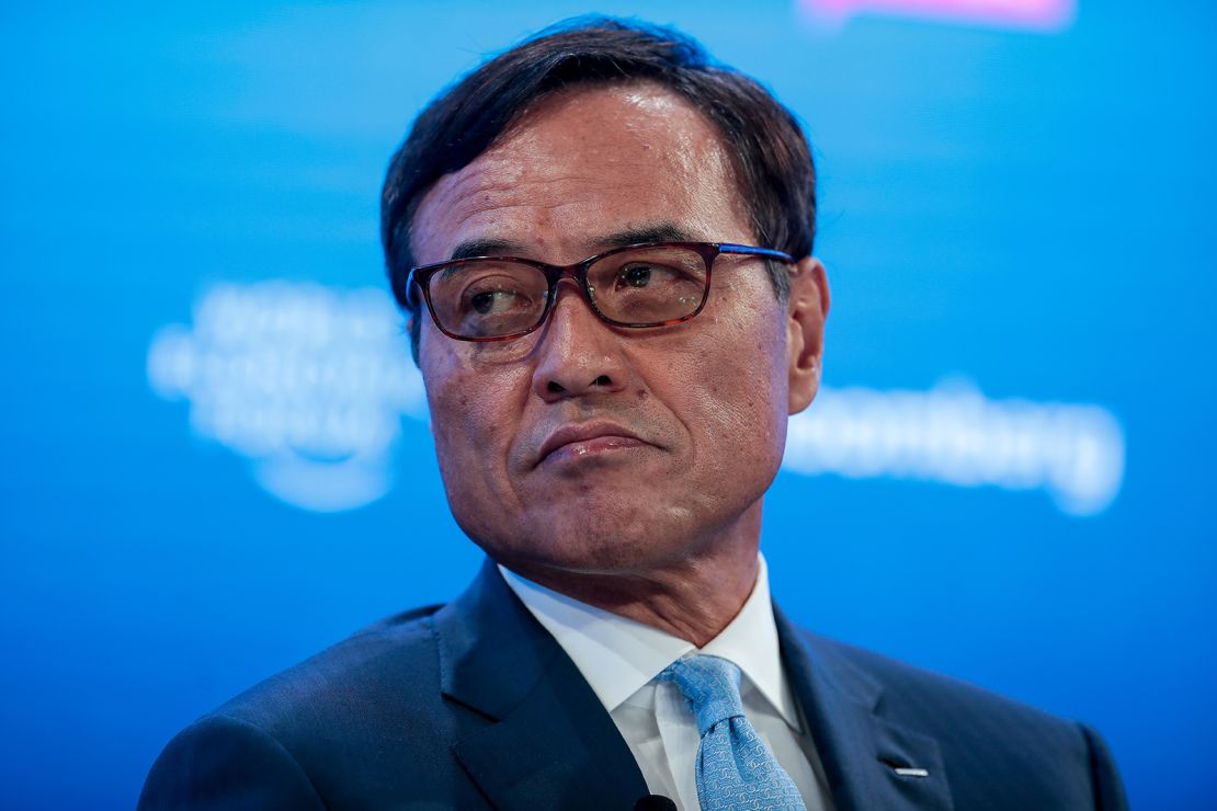 Suntory CEO Takeshi Niinami during a panel session at the World Economic Forum in Davos, Switzerland in 2020.