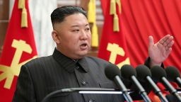In this photo provided by the North Korean government, North Korean leader Kim Jong Un speaks during a Politburo meeting of the ruling Workers' Party in Pyongyang, North Korea, Tuesday, June 29, 2021. Kim ripped into senior ruling party and government officials over what he described as a serious lapse in national efforts to fend off COVID-19. The North's official Korean Central News Agency said Wednesday, June 30, 2021 that Kim made the comments during the meeting, which he called to discuss a "grave incident" in anti-epidemic work that he said created a "huge crisis" for the country and its people. The content of this image is as provided and cannot be independently verified.(Korean Central News Agency/Korea News Service via AP)
