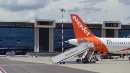 MILAN, ITALY - JUNE 29:  An airplane of EasyJet on the tarmac at Malpensa Airport of on June 29, 2021 in Milan, Italy.  (Photo by Pier Marco Tacca/Getty Images)