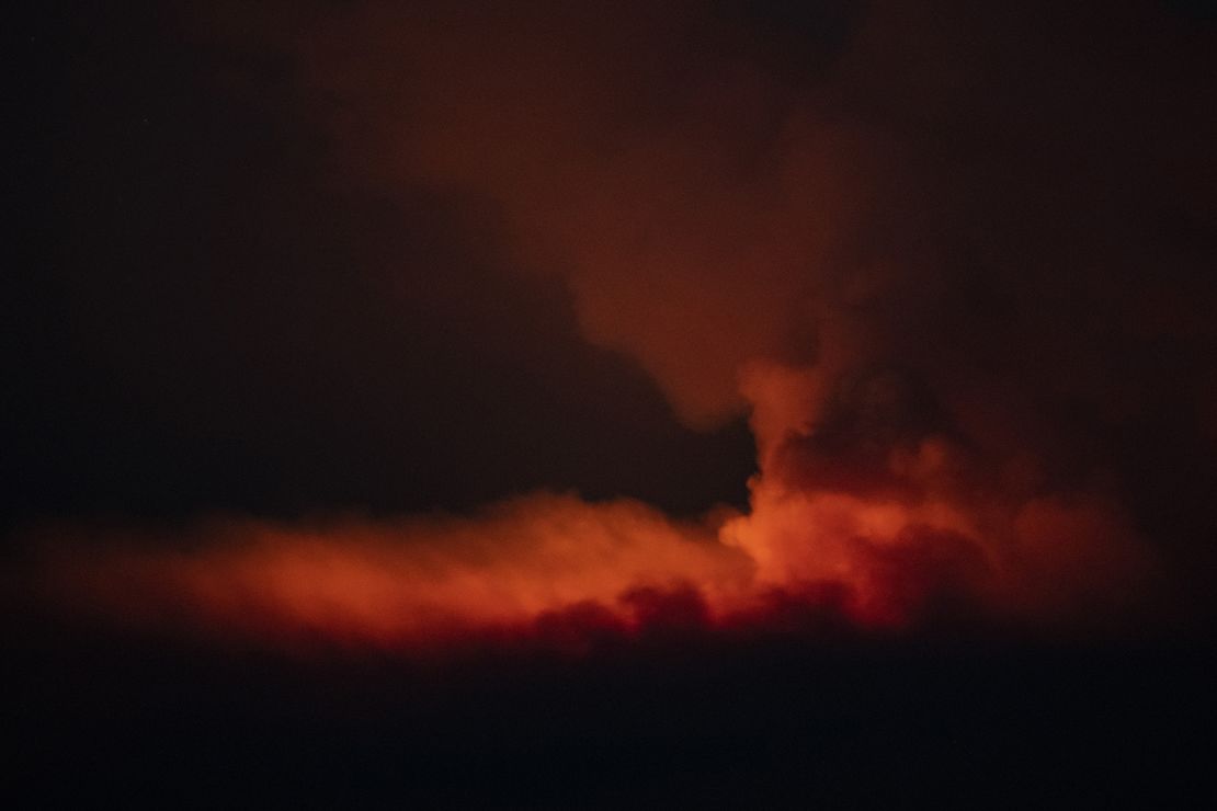 The Bootleg Fire illuminates the sky at night near Bly in Oregon on July 16.