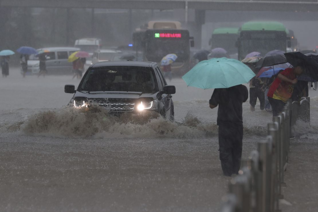 A heavy downpour in Zhengzhou, central China's Henan province on July 20, 2021.