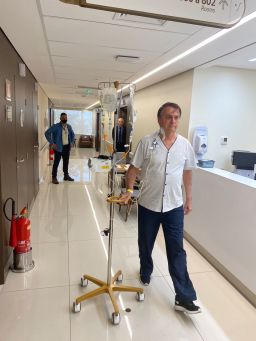 Brazilian President Jair Bolsonaro shares a photo of himself in the hospital on July 16.