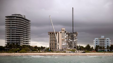 The scene of the collapse site in Surfside on June 28, 2021.