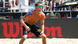 CHICAGO, ILLINOIS - SEPTEMBER 01: Taylor Crabb on the court during the finals at AVP Gold Series Championships against Phil Dalhausser and Nick Lucena at Oak Street Beach on September 01, 2019 in Chicago, Illinois. (Photo by Justin Casterline/Getty Images)