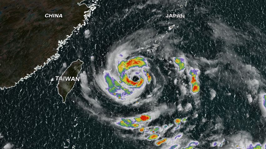 A satellite view shows Typhoon In-fa over the northwest Pacific Ocean on Wednesday (Wednesday night local time).