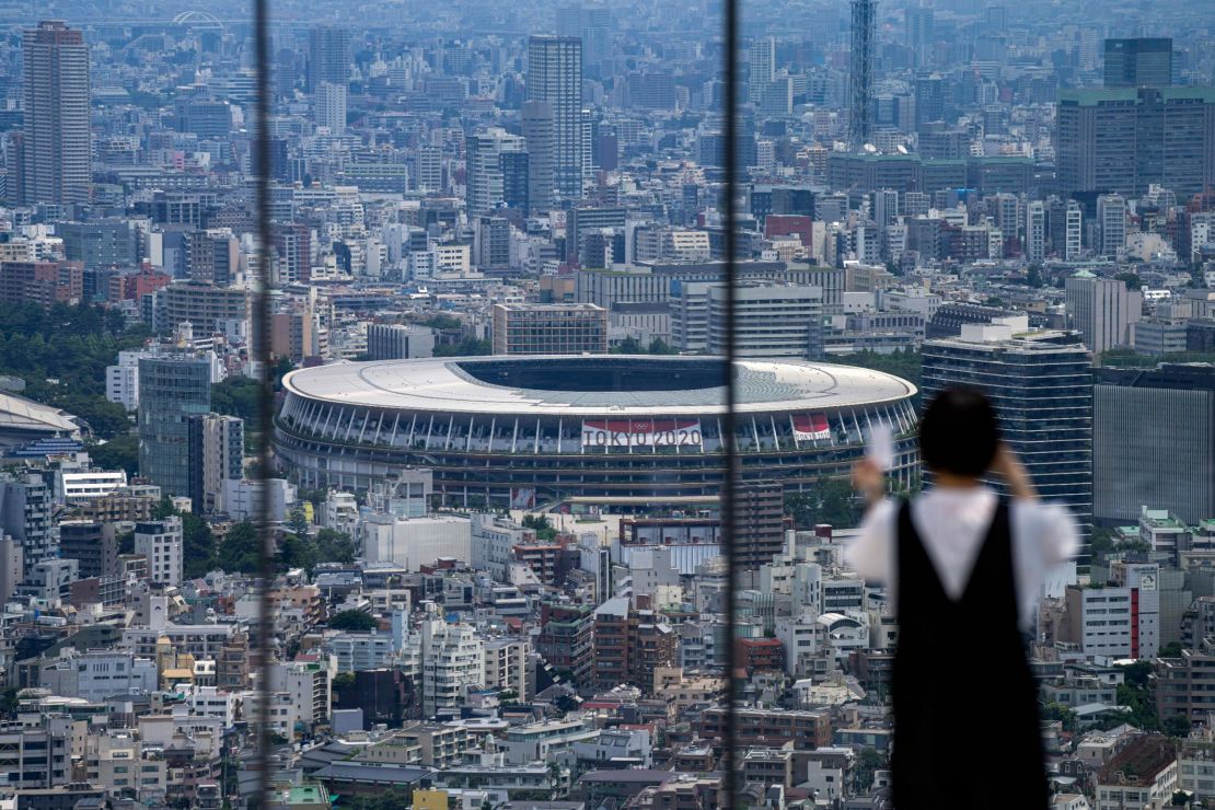 A general view over the National Stadium in Tokyo.