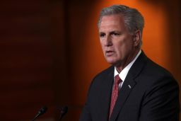 House Minority Leader Kevin McCarthy speaks during a news conference at the US Capitol on July 1, 2021. 