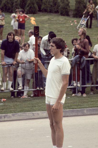 A torchbearer at the 1976 Olympics in Montreal, Canada.