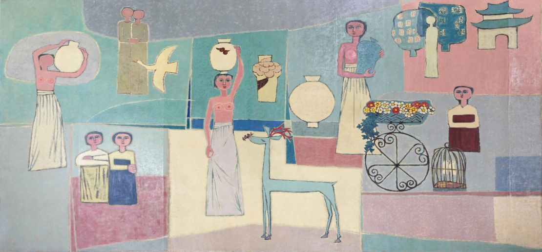 "Women and Jars," by Korean painter Kim Whanki.