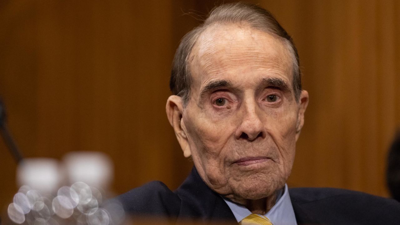 Bob Dole appears at a Senate Foreign Relations Committee confirmation hearing on Capitol Hill in Washington on Thursday, April 12, 2018.