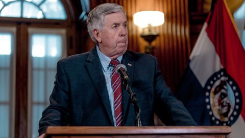 In this May 29, 2019, file photo, Missouri Gov. Mike Parson listens to a question during a news conference in Jefferson City.