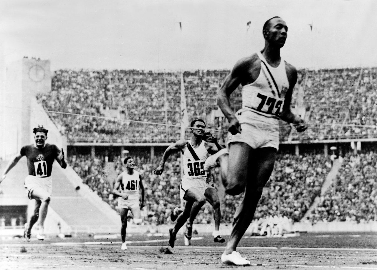 US track star Jesse Owens won four gold medals at the 1936 Summer Games, which took place in Berlin during the rule of Adolf Hitler and Nazi Germany. Hitler wanted the Games to showcase what he believed to be the racial superiority of white Aryan athletes, but Owens spoiled that idea and became a cultural icon.