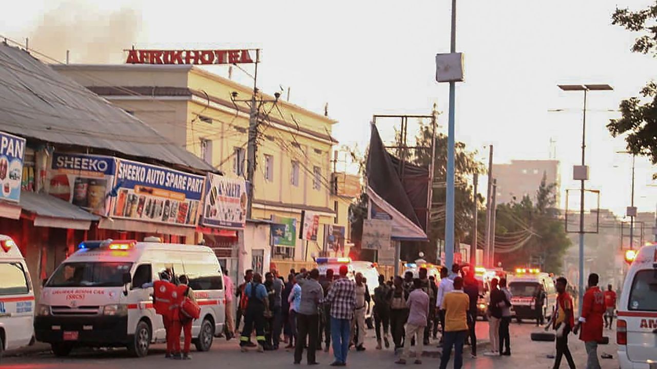 The aftermath of an attack on the Afrik hotel in Mogadishu, Somalia, in January. Al-Shabaab claimed responsibility, which CNN has been unable to independently verify. The UN report warned that Al-Shabaab may fill the vacuum as "strategic support" to Somali government forces declines.