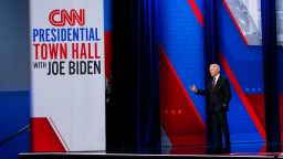 President Joe Biden participates in a CNN town hall on Wednesday in Cincinnati, Ohio.