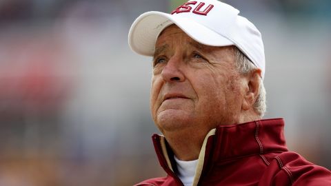 Bobby Bowden of the Florida State Seminoles watches his team take on the West Virginia Mountaineers on January 1, 2010, his final game as head coach.