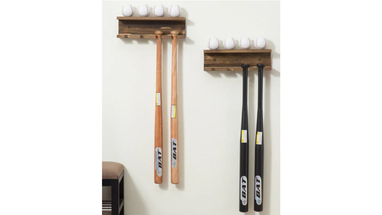 Danton Baseball Bat and Ball Wall-Mounted Rack, Set of 2
