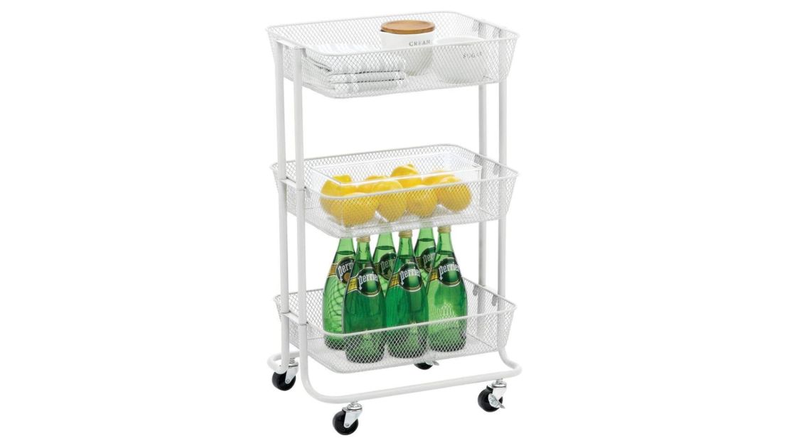 mDesign Metal 3-Tier Rolling Household Storage Cart