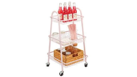 mDesign Metal 3-Tier Tapered Wire Rolling Household Storage Cart 