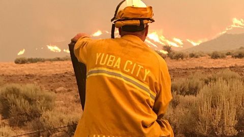 Yuba City Fire Department OES 407 taking in the view while on the Beckwourth complex Fire
