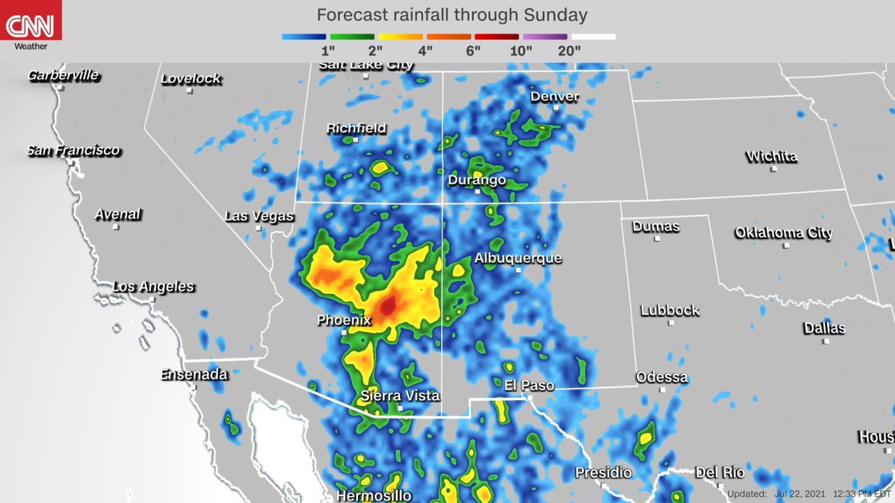 Some areas of Arizona could see over five inches of rainfall through the end of the weekend.