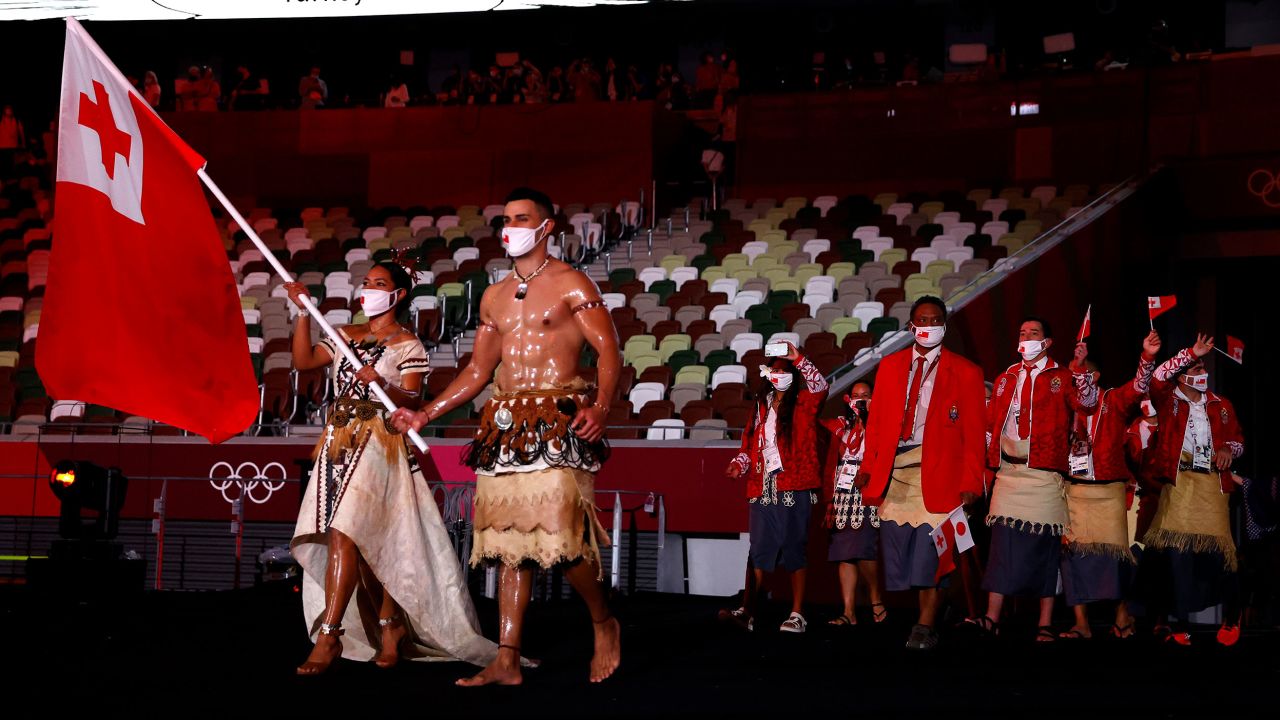 Pita Taufatofua of Tonga led his country out during Tokyo 2020.