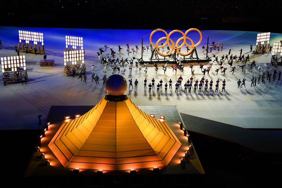 Performers are seen during the Opening Ceremony of the Tokyo Olympics.