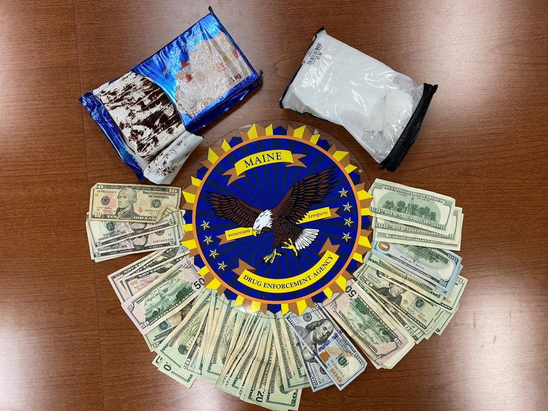 The Maine Drug Enforcement Agency seized four pounds of cocaine and about $1,900 in cash from a vehicle.