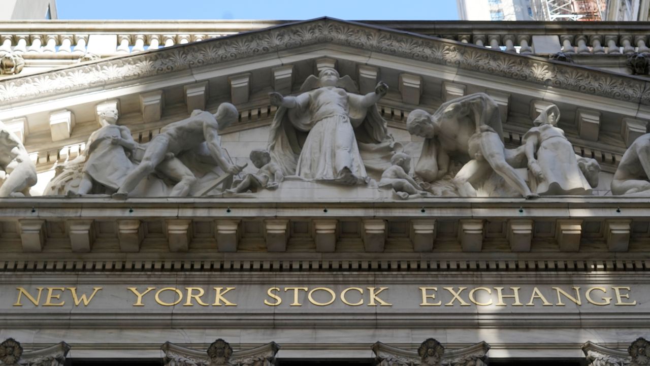 In this June 16, 2021 file photo, the facade of the New York Stock Exchange.