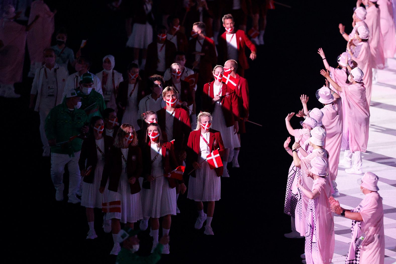 Athletes from Team Norway take part in the parade of nations.