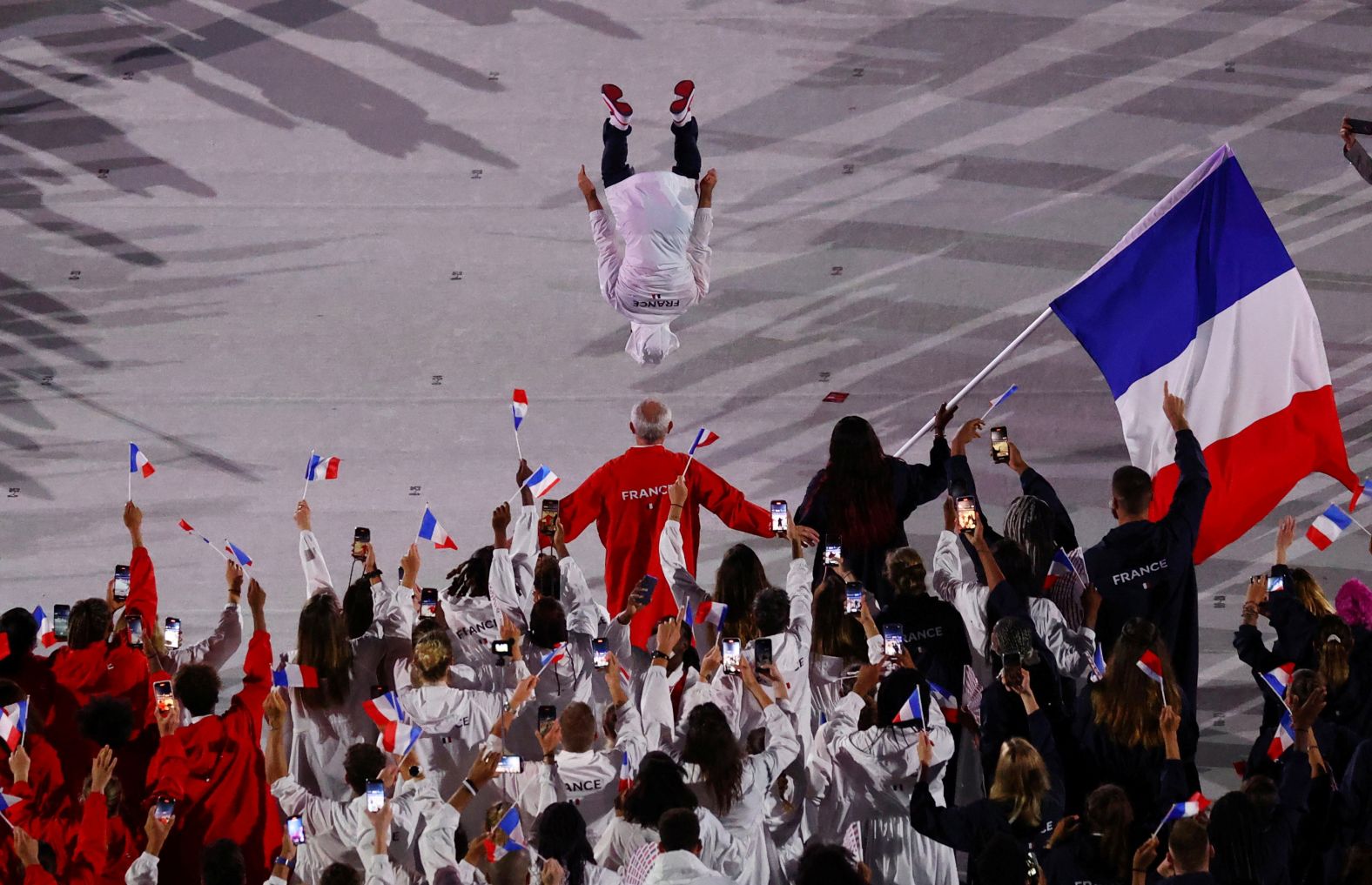 French athletes march during the opening ceremony.