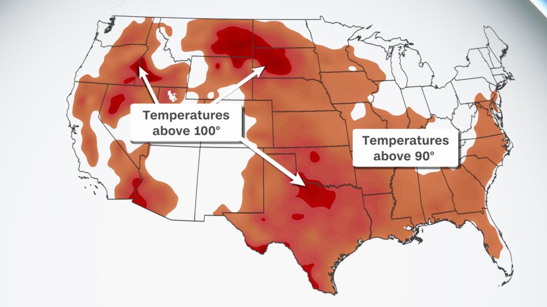 High temperatures are forecast to exceed 90 degrees across the country on Monday.