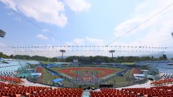 FUKUSHIMA, JAPAN - JULY 20: A general view of the Fukushima Azuma Stadium ahead of the Tokyo 2020 Olympic Games on July 20, 2021 in Fukushima, Japan. (Photo by Yuichi Masuda/Getty Images)