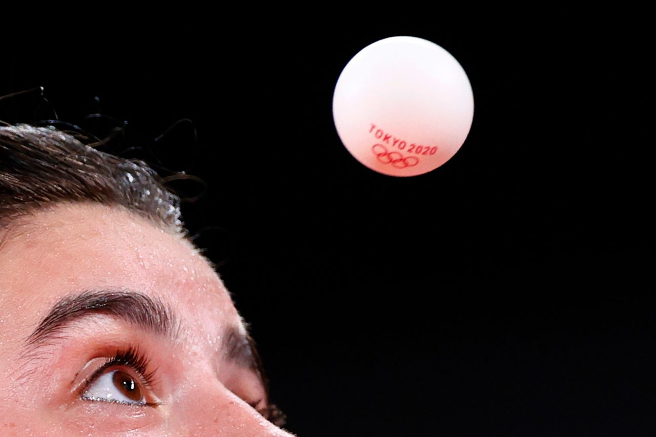 Hend Zaza, the youngest Olympian this summer, competes in table tennis on July 24. The 12-year-old Syrian was knocked out in the preliminary round, losing 4-0 to Austrian Jia Liu.