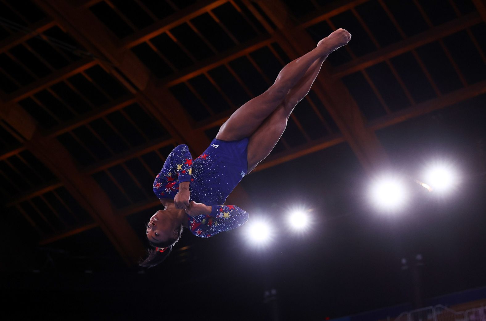 American gymnast Simone Biles performs on the vault during the qualification round on July 25. The team all-around final is Tuesday, and the Americans will look to defend the gold they won at the 2016 Games in Rio de Janeiro.