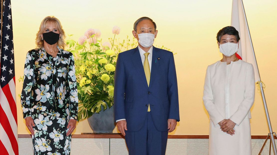 Biden meets with Japanese Prime Minister Yoshihide Suga and his wife Mariko.