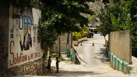Mural of Moise outside his residence in Port au Prince