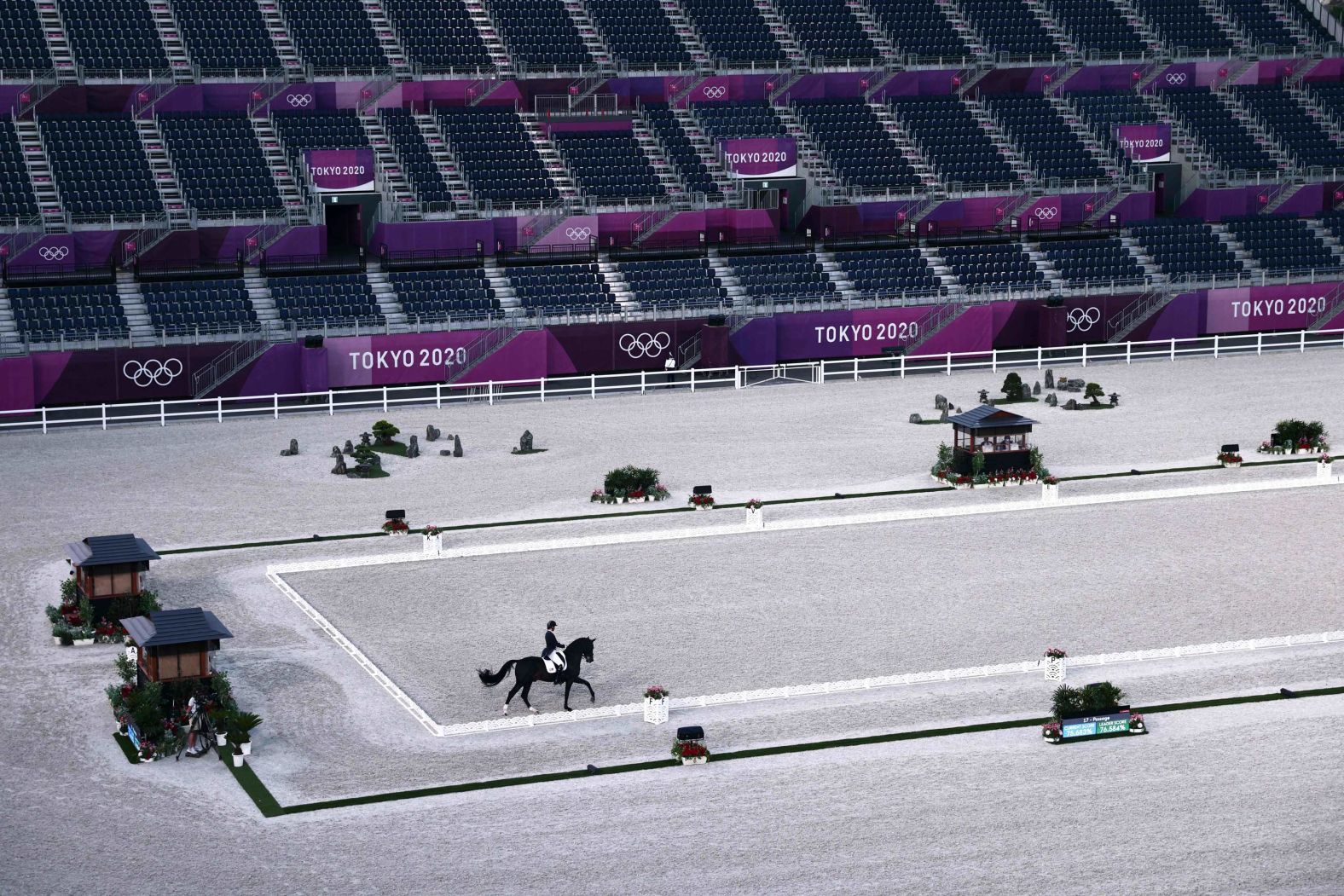 US equestrian Adrienne Lyle rides Salvino in the dressage competition on July 25.