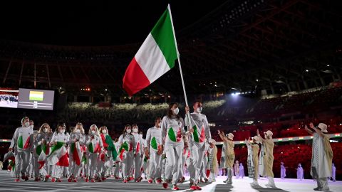 Team Italy takes part in the opening ceremony on July 23.