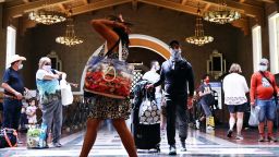 Union Station in Los Angeles, California on July 19. A new mask mandate went into effect just before midnight on July 17 in Los Angeles County requiring all people, regardless of vaccination status, to wear a face covering in public indoor spaces amid a troubling rise in COVID-19 cases. (Photo by Mario Tama/Getty Images)