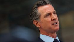 California Gov. Gavin Newsom looks on during a press conference at The Unity Council on May 10, 2021 in Oakland, California.