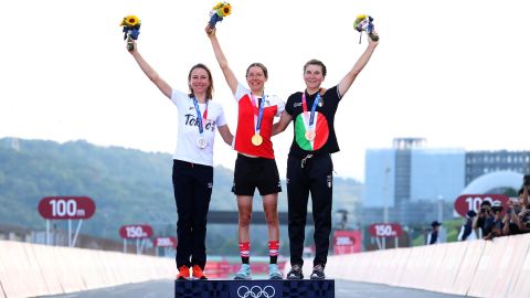 Kiesenhofer (middle) plans to lecture at her university next semester, where colleagues and students know her for her achievements on the track.