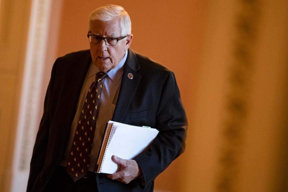 Sen. Mike Enzi (R-WY) heads to the Senate floor for the Senate impeachment trial of President Donald Trump on February 3, 2020 in Washington, DC. 