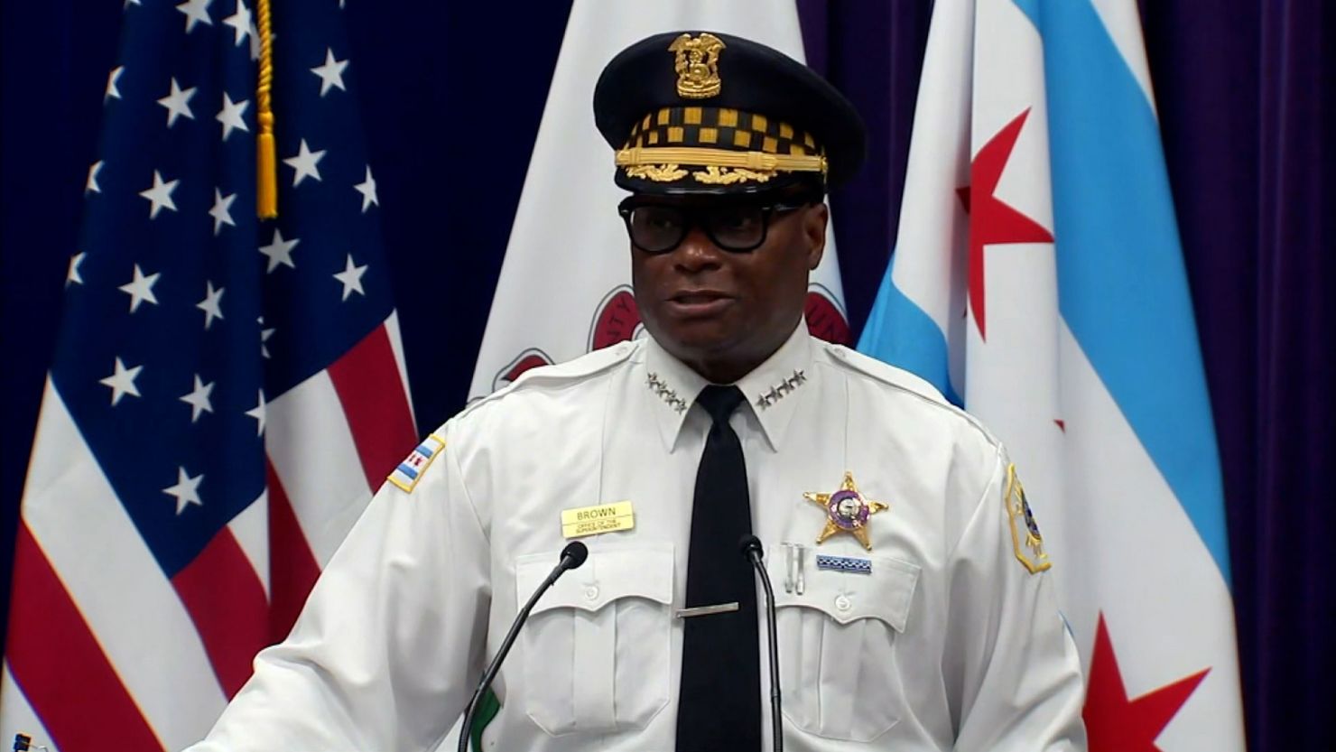 Chicago Police Superintendent David Brown speaks at a news conference on Monday, July 26