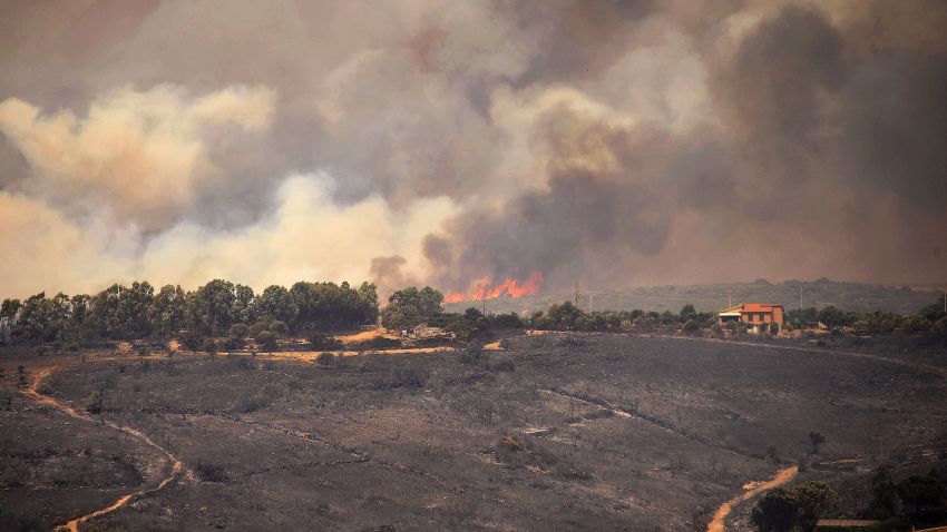 ORISTANO, ITALY - 2021/07/25: A  view of hills burnt by wildfires on the South West coast of Sardinia, one of Italy's islands. (Photo by Alessandra Chergia/KONTROLAB/LightRocket via Getty Images)