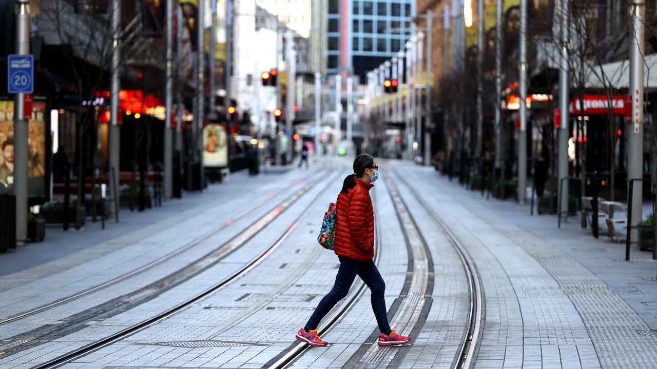 A near-empty street in the central business district of Sydney, Australia, on Tuesday, July 27, 2021. 