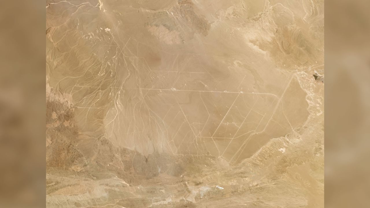 Satellite view of a field of more than 100 missile silos which researchers say is under construction in the Chinese desert