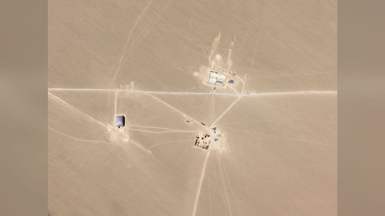  A satellite image from Planet Labs shows what researchers say are missile silos under construction in the Chinese desert.