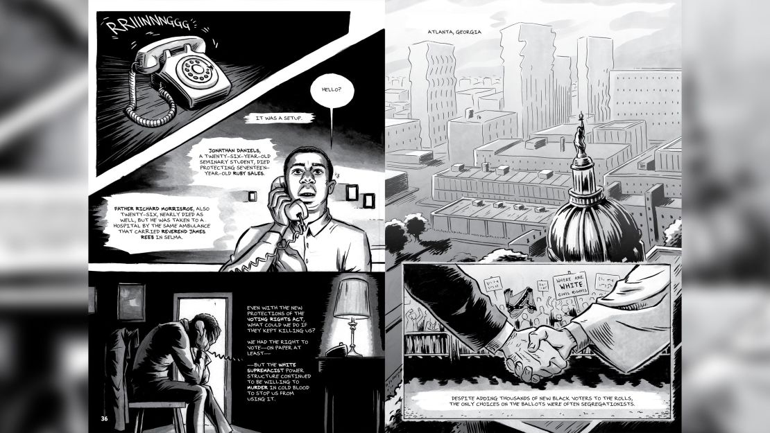 An illustration from Rep. John Lewis' posthumous graphic novel, "Run: Book One."